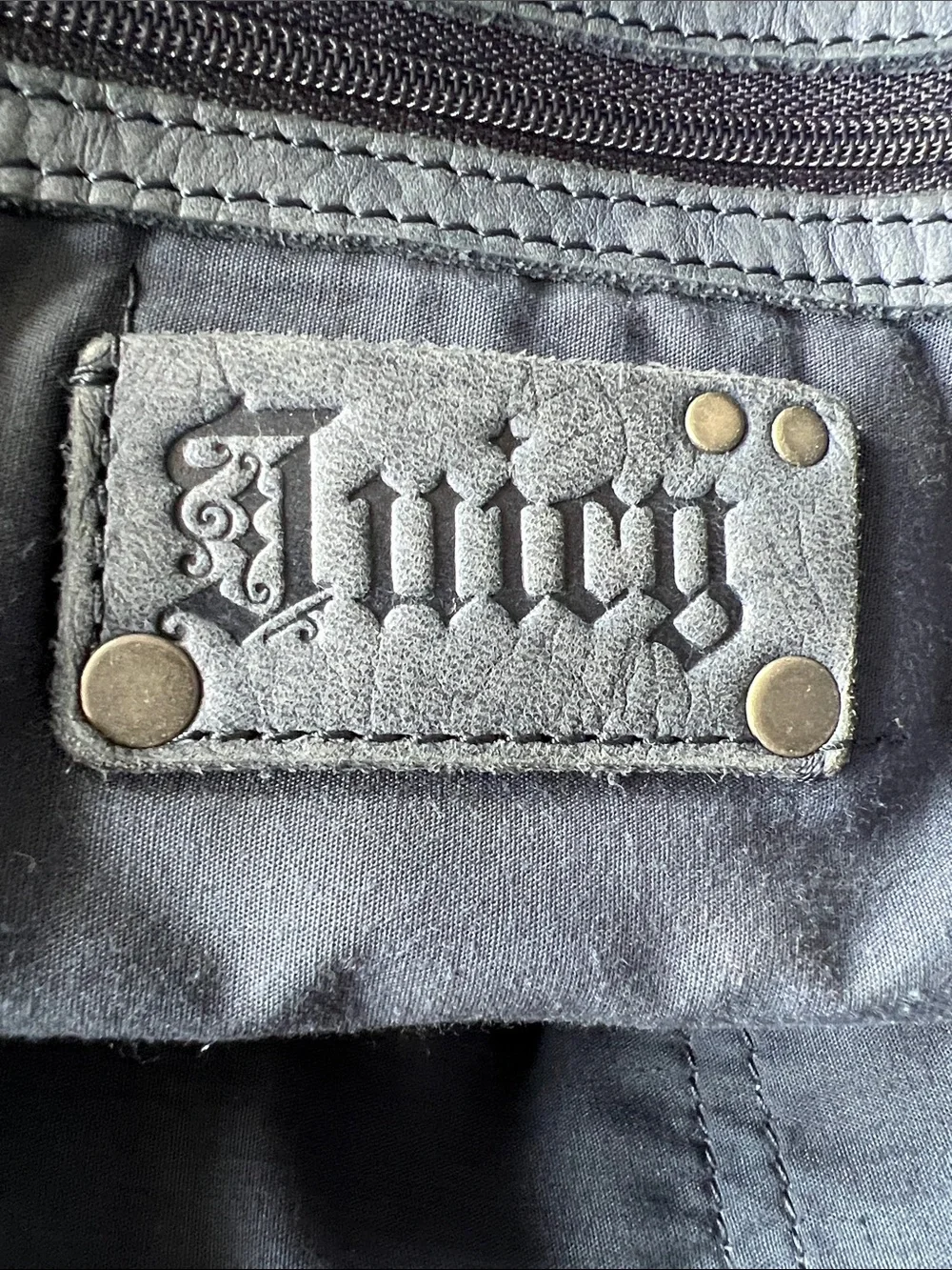 Juicy Couture vintage blue cowhide leather shoulder bag Y2K Indie aesthetic